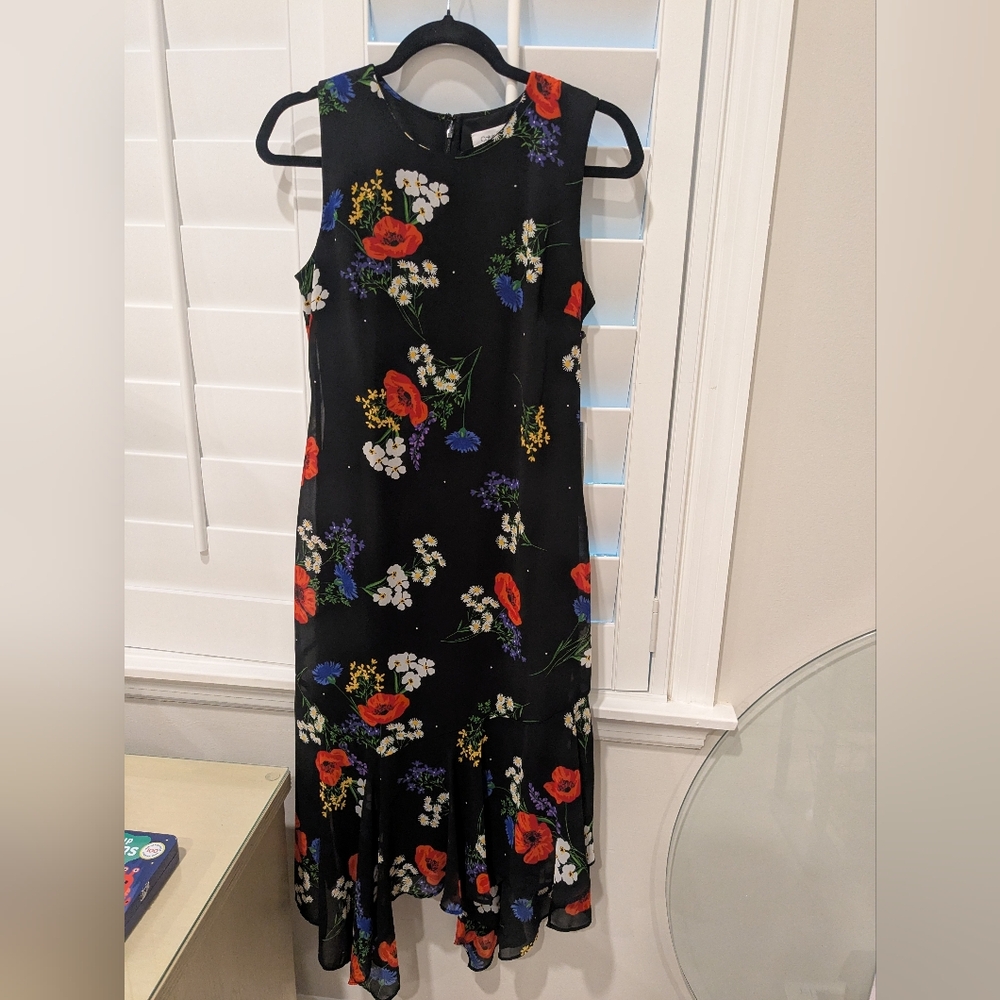 Calvin Klein NWT Black Floral Midi Dress